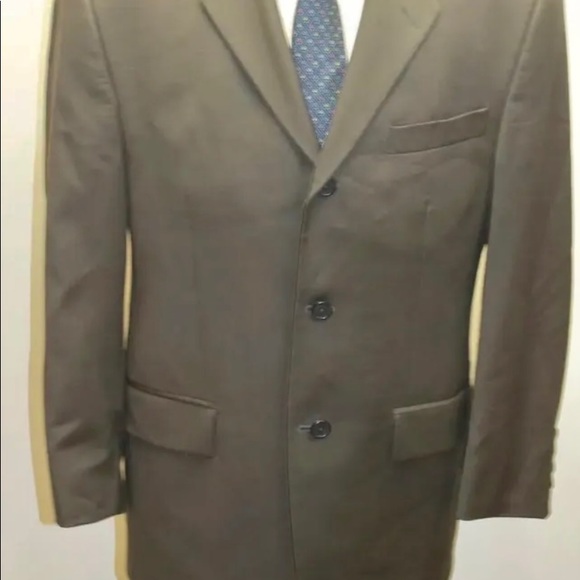 CK Calvin Klein Men Blazer 40R Dark Brown 100% Wool Lined 3 Buttons Canada Made - Picture 4 of 5